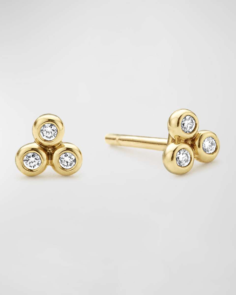 18K Gold and Diamond Petite Triangle Stud Earrings